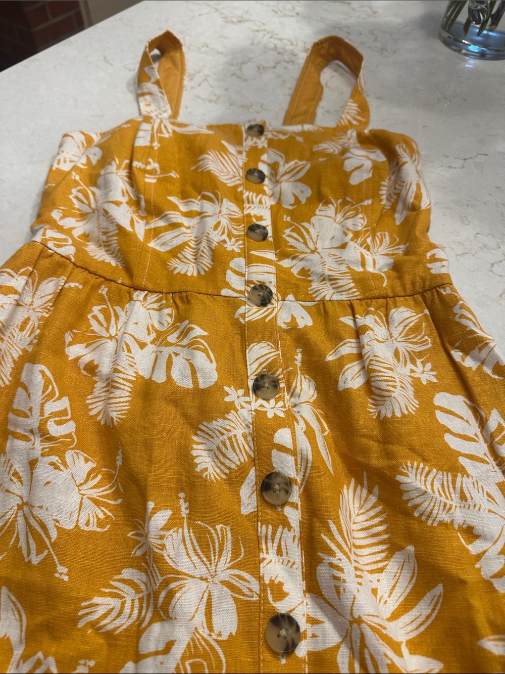 Tommy Hilfiger Mustard Yellow Floral Button-Front Midi Dress